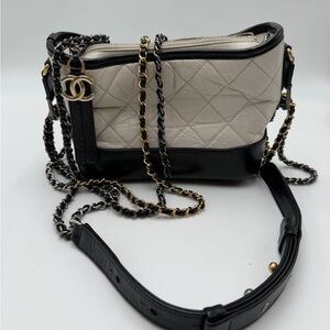 CHANEL Gabrielle Hobo Two-Tone Quilted Crossbody Bag